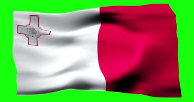 Malta 'nın gerçekçi bayrağı. Rüzgarın dalgalı dokusunun tasviri.