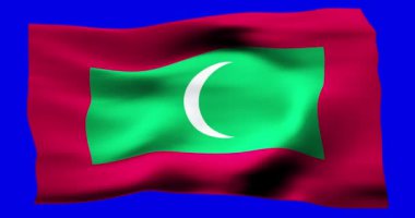 Maldivler 'in gerçekçi bayrağı. Rüzgarın dalgalı dokusunun tasviri.