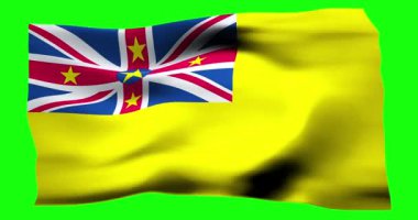 Niue 'nun gerçekçi bayrağı. Rüzgarın dalgalı dokusunun tasviri.