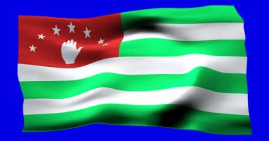 Abhazya Cumhuriyeti 'nin gerçekçi bayrağı. Rüzgarın dalgalı dokusunun tasviri.