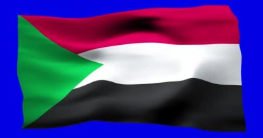 Sudan 'ın gerçekçi bayrağı. Rüzgarın dalgalı dokusunun tasviri.