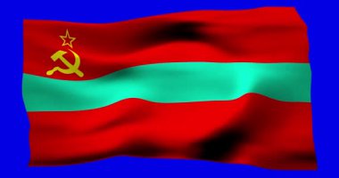 Transnistria 'nın gerçekçi bayrağı. Rüzgarın dalgalı dokusunun tasviri.