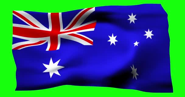 Реалістичний Прапор Австралії Ілюстрація Хвилястої Текстури Вітру — стокове відео