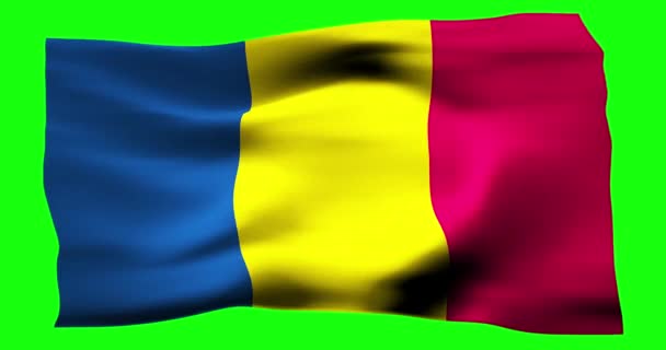 Bandera Realista Ondeando Chad Ilustración Textura Ondulada Del Viento — Vídeo de stock