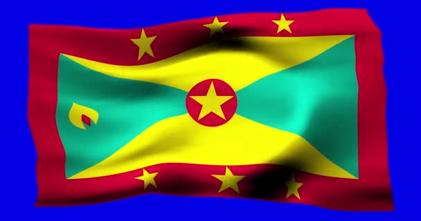 Bandiera Sventolante Realistica Grenada Illustrazione Della Trama Ondulata Del Vento — Video Stock