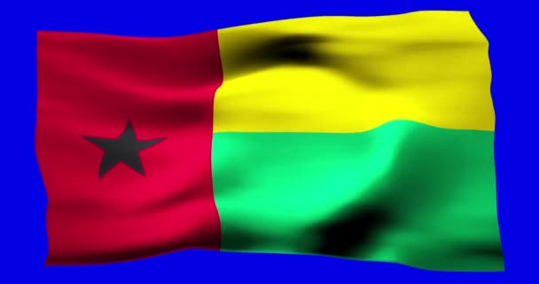 Реалістичний Прапор Гвінеї Бісау Ілюстрація Хвилястої Текстури Вітру — стокове відео