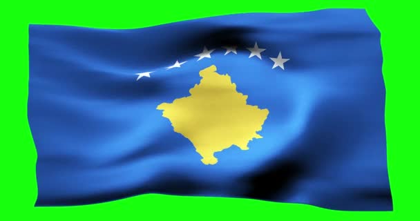 Realistyczna Flaga Kosowa Ilustracja Falistej Tekstury Wiatru — Wideo stockowe