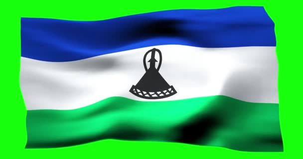 Реалістичний Прапор Лесото Ілюстрація Хвилястої Текстури Вітру — стокове відео