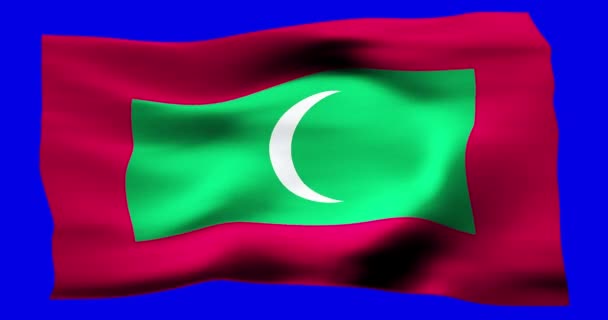 Реалістичний Прапор Мальдів Ілюстрація Хвилястої Текстури Вітру — стокове відео