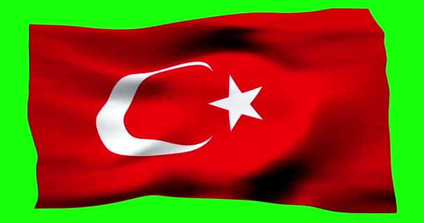 Реалистичное Размахивание Флагом Турции Иллюстрация Волнистой Текстуры Ветра — стоковое видео