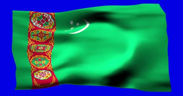 Bandera Ondeante Realista Turkmenistán Ilustración Textura Ondulada Del Viento — Vídeo de stock