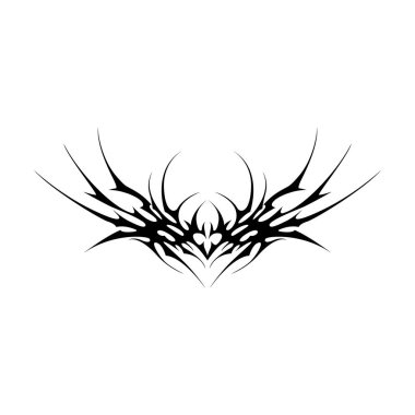 Neo kabilesinin y2k gotik tarzı dövmesi. Siber silizm kalp tasarımı. Siyah beyaz vektör illüstrasyonu.