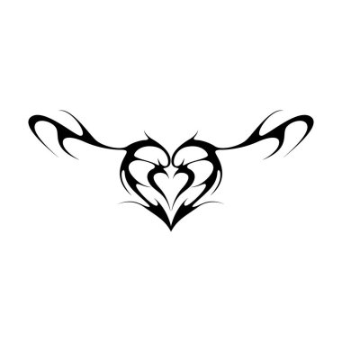 Neo kabilesinin y2k gotik tarzı dövmesi. Siber silizm kalp tasarımı. Siyah beyaz vektör illüstrasyonu.