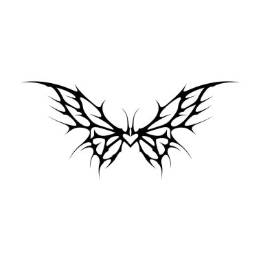 Neo kabilesinin y2k gotik tarzı dövmesi. Siber silizm kalp tasarımı. Siyah beyaz vektör illüstrasyonu.