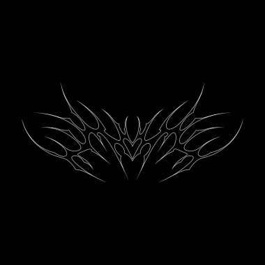 Neo kabilesinin y2k gotik tarzı dövmesi. Siber silizm kalp tasarımı. Siyah ve beyazın özet çizimi.