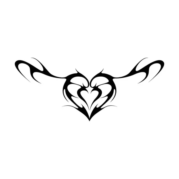 stock vector Neo tribal y2k gothic style tattoo. Cyber sigilism heart design. Vector illustration of black and white.