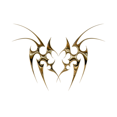 3 boyutlu krom metal efekti neo kabile y2k gotik stil dövme. Siber sigilizm tasarımı.