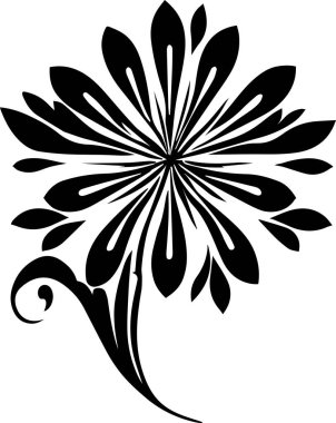 Çiçek vektör silueti çizimi siyah renk