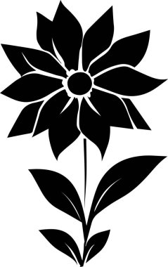 Çiçek vektör silueti çizimi siyah renk