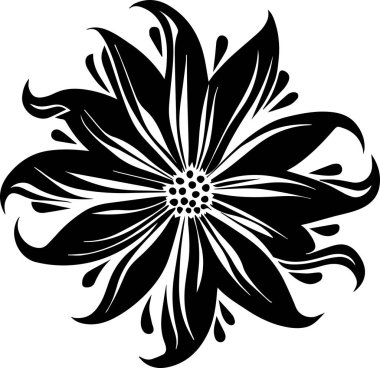 Çiçek vektör silueti çizimi siyah renk