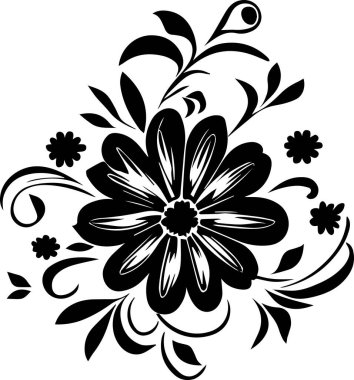 Çiçek vektör silueti çizimi siyah renk