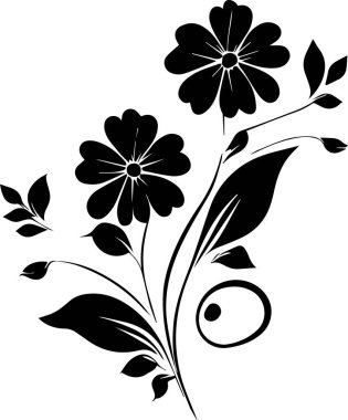 Çiçek vektör silueti çizimi siyah renk