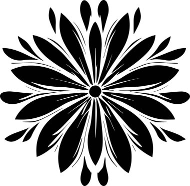 Çiçek vektör silueti çizimi siyah renk