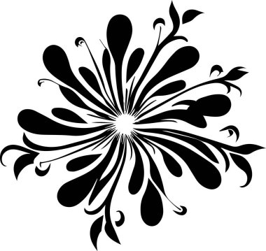 Çiçek vektör silueti çizimi siyah renk
