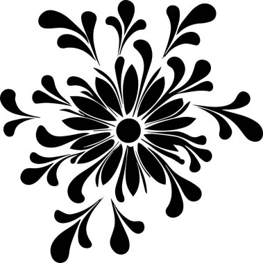 Çiçek vektör silueti çizimi siyah renk