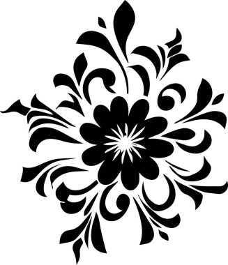 Çiçek vektör silueti çizimi siyah renk