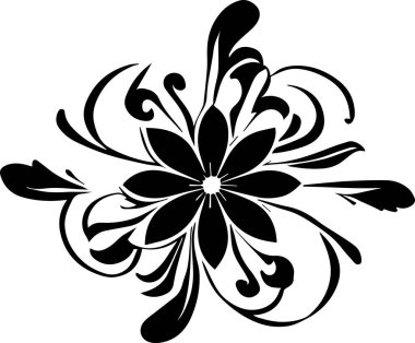 Çiçek vektör silueti çizimi siyah renk