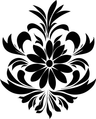Çiçek vektör silueti çizimi siyah renk
