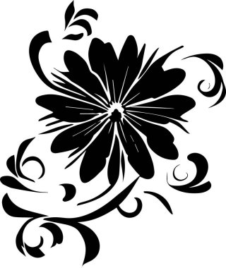 Çiçek vektör silueti çizimi siyah renk