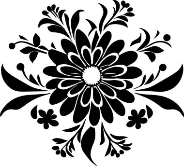 Çiçek vektör silueti çizimi siyah renk