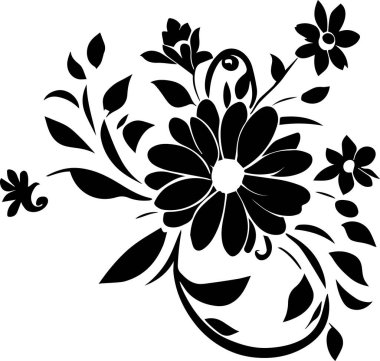 Çiçek vektör silueti çizimi siyah renk