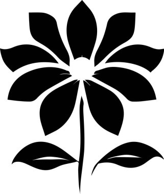 Çiçek vektör silueti çizimi siyah renk