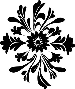 Çiçek vektör silueti çizimi siyah renk