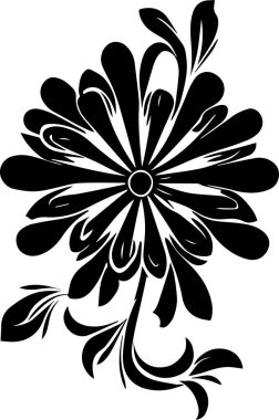 Çiçek vektör silueti çizimi siyah renk