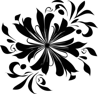 Çiçek vektör silueti çizimi siyah renk