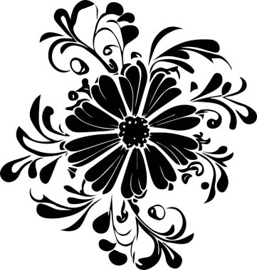 Çiçek vektör silueti çizimi siyah renk