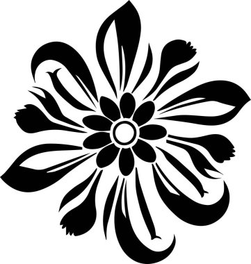 Çiçek vektör silueti çizimi siyah renk