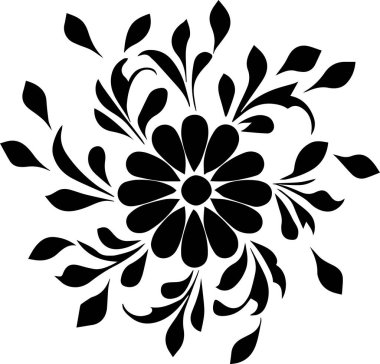 Çiçek vektör silueti çizimi siyah renk