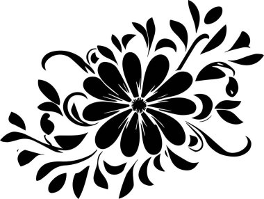 Çiçek vektör silueti çizimi siyah renk