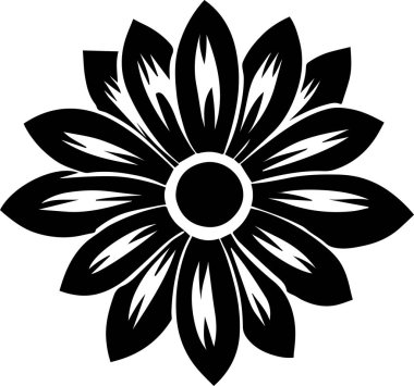 Çiçek vektör silueti çizimi siyah renk