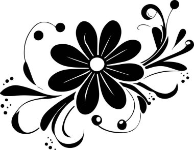 Çiçek vektör silueti çizimi siyah renk