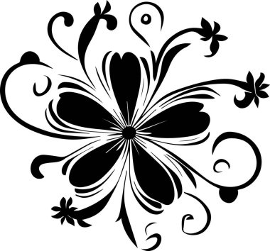 Çiçek vektör silueti çizimi siyah renk