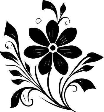 Çiçek vektör silueti çizimi siyah renk