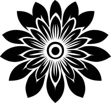 Çiçek vektör silueti çizimi siyah renk