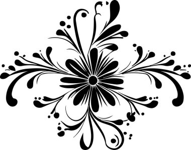 Çiçek vektör silueti çizimi siyah renk