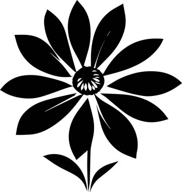 Çiçek vektör silueti çizimi siyah renk